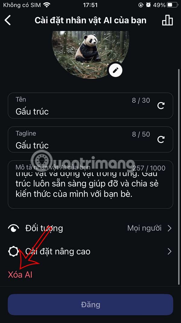 How to delete AI character created on Instagram