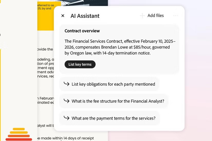 Adobe Acrobat rilascia una funzionalità AI che legge i contratti per gli utenti
