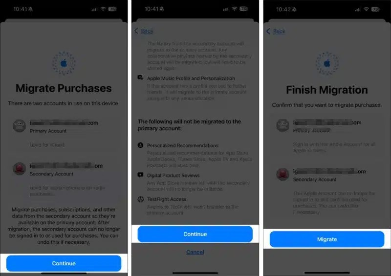 Satın alımlar 2 Apple hesabı arasında nasıl taşınır