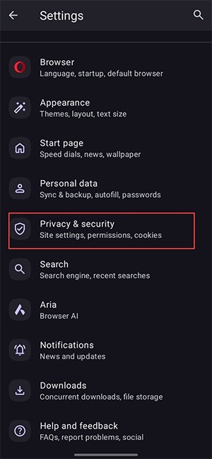 How to turn off data collection on Opera mini app