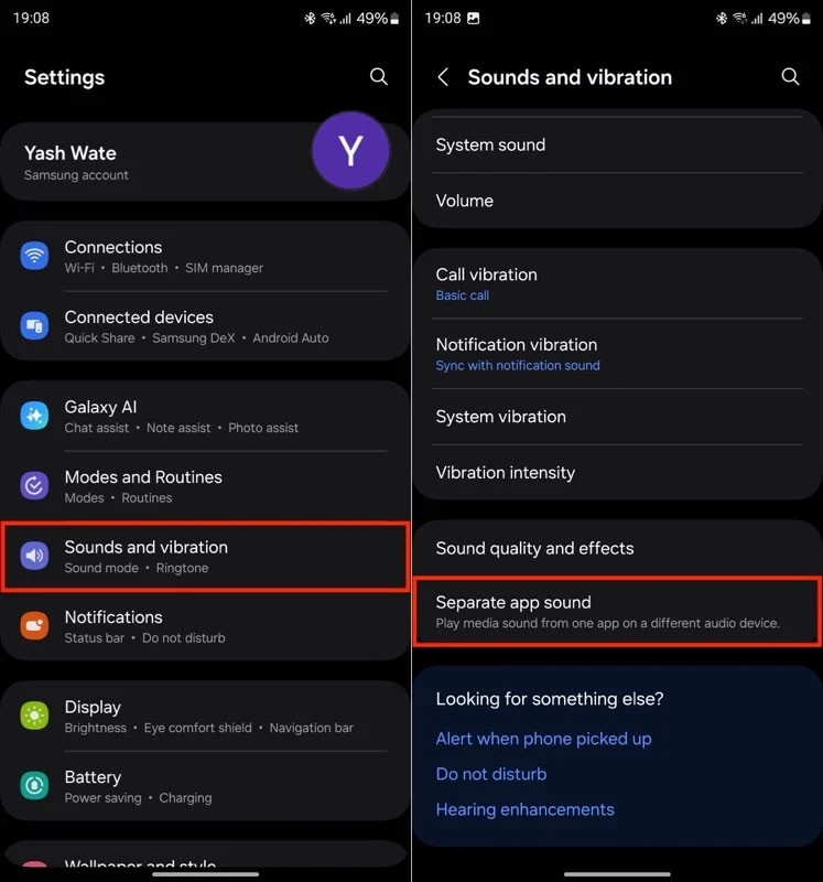 So verwenden Sie separate App-Sounds auf Samsung