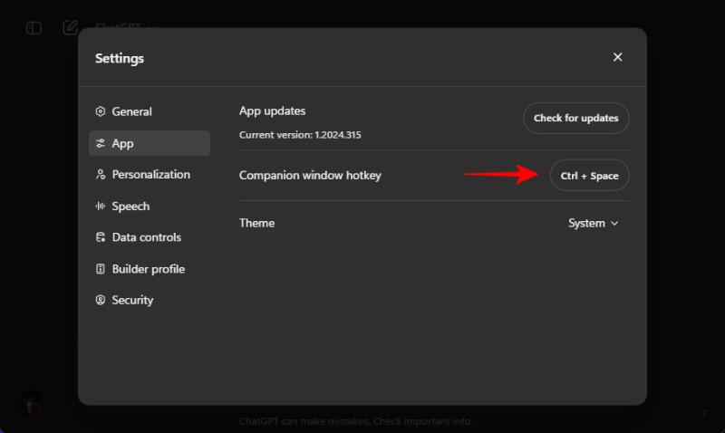 Windows'ta ChatGPT kısayol tuşu nasıl değiştirilir