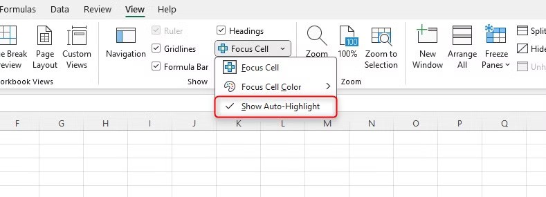 Focus Cell을 사용하여 Excel 데이터를 강조 표시하는 방법
