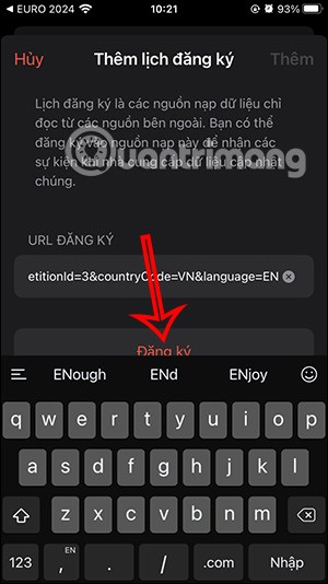 Instructions to add Euro 2024 calendar on iPhone