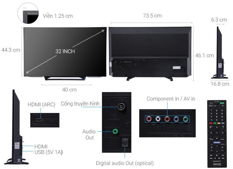 Quais são os tamanhos das TVs de 32, 40, 43 e 55 polegadas... da Sony, Samsung e LG?