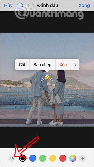 How to insert emoji into photos on iPhone extremely simple