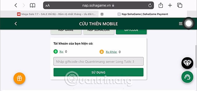 Aktueller Cuu Thien Mobile Code und Anweisungen zur Codeeingabe Aktueller Cuu Thien Mobile Code und Anweisungen zur Codeeingabe