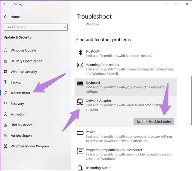 Comment corriger l'erreur de carte réseau introuvable sous Windows 10