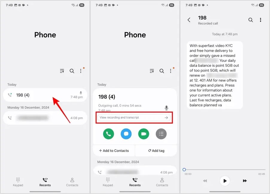 كيفية عرض نص تسجيل المكالمات على هاتف Samsung Galaxy