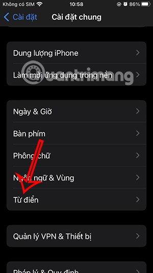 تعليمات استخدام القاموس الإنجليزي الفيتنامي على iPhone