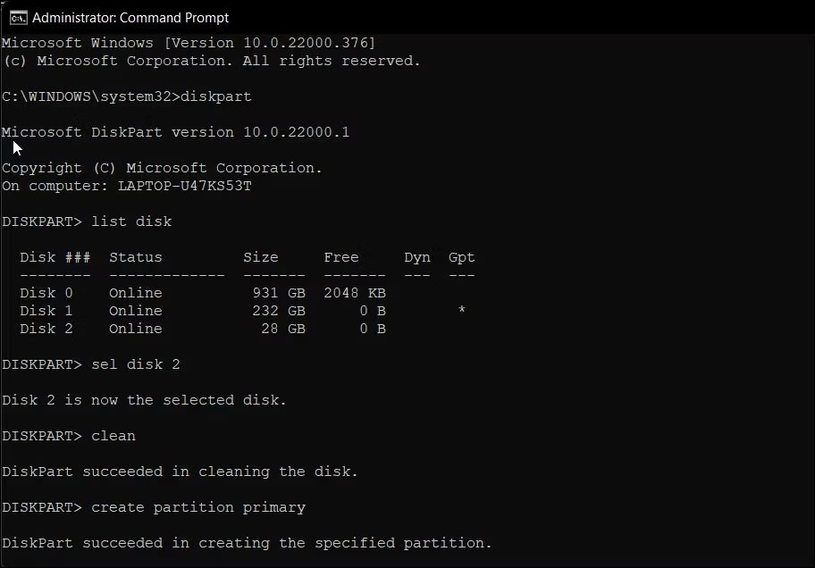 Comment créer un démarrage USB à l'aide de l'invite de commande