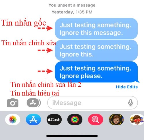 iPhoneでメッセージの編集履歴を表示する手順
