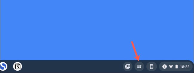 วิธีการปักหมุดการควบคุมสื่อไปที่ชั้นวาง Chromebook