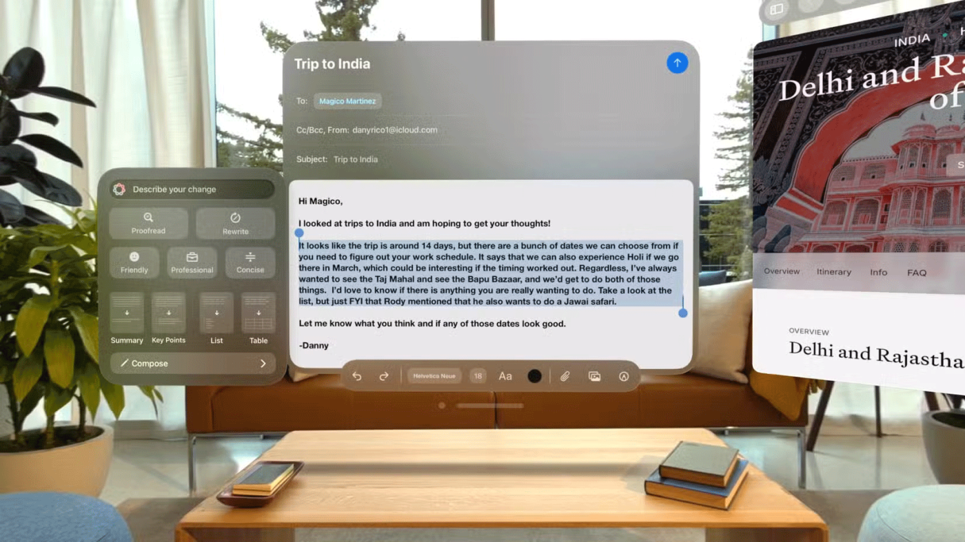 تُقدم Apple ذكاءً اصطناعيًا إلى Vision Pro