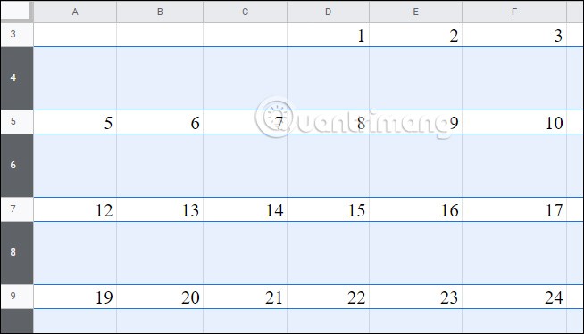 วิธีการสร้างปฏิทินใน Google Sheets