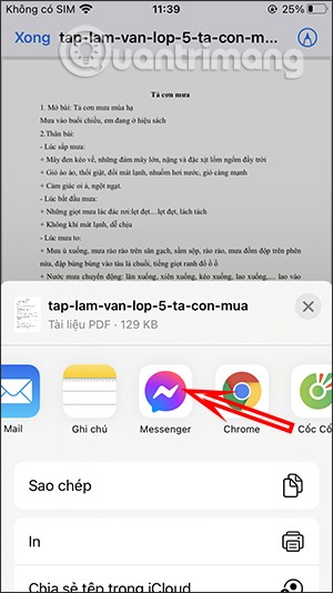 Instructions pour envoyer des fichiers sur Messenger sur téléphone et ordinateur