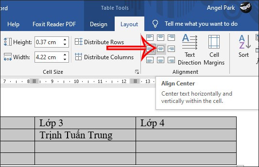 Formas de centrar celdas en una tabla en Word