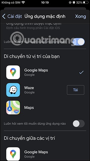 Anweisungen zum Festlegen von Google Maps als Standardkarte auf dem iPhone