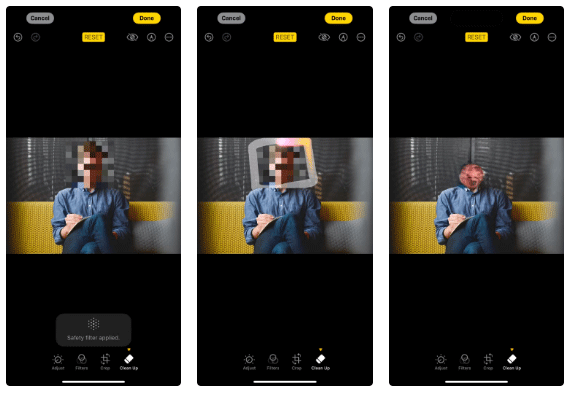 So verwischen Sie Gesichter von Personen auf Fotos mit dem Bereinigungstool des iPhone