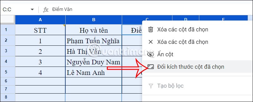 كيفية تغيير حجم الخلايا في جداول بيانات Google