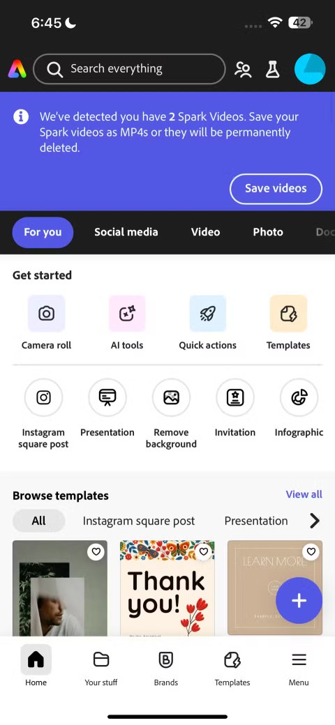 Pas besoin de plusieurs applications Adobe Mobile, Adobe Express est la seule application dont vous avez besoin !