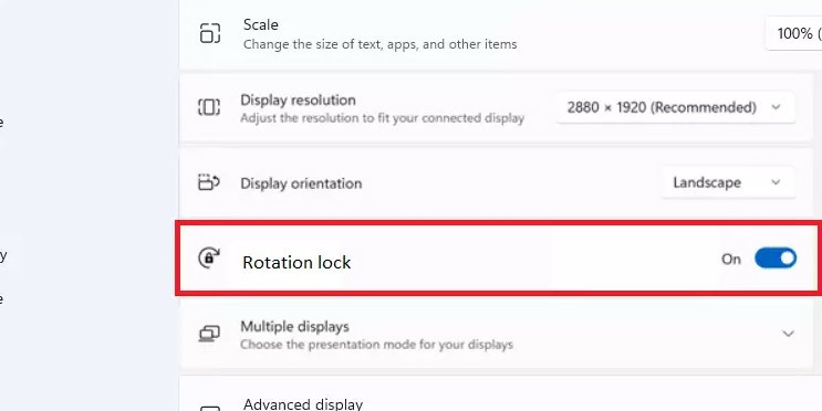 تعليمات تدوير الشاشة في نظام التشغيل Windows 11