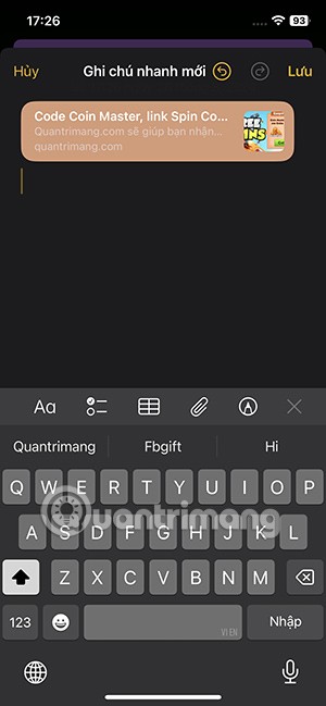 Comment enregistrer le lien d'une page Web Safari dans une note rapide