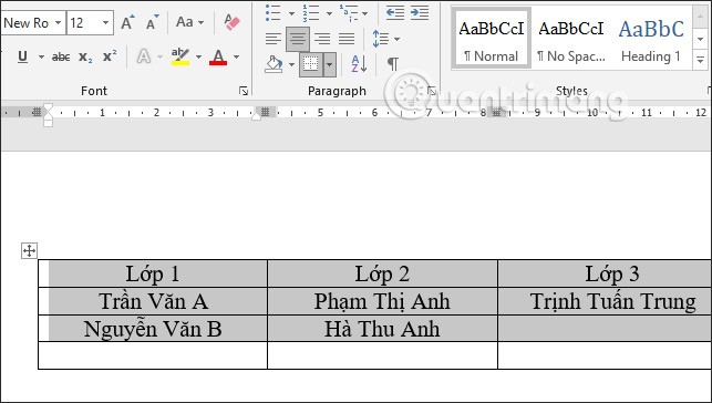 Formas de centrar celdas en una tabla en Word