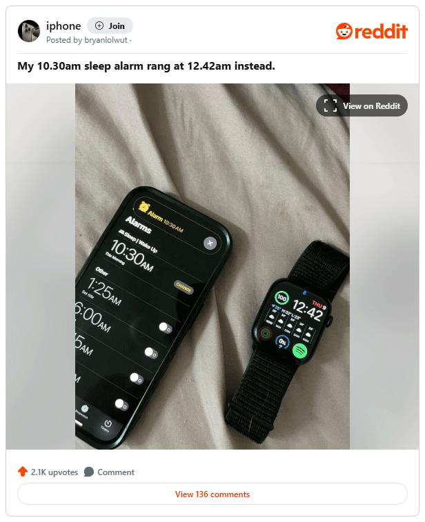 iPhone has strange alarm problem