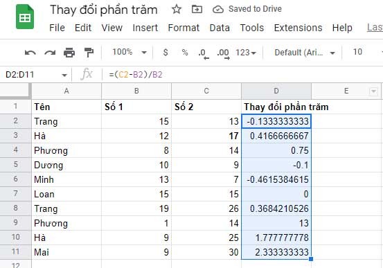 Googleスプレッドシートでパーセンテージ（％）を計算する方法