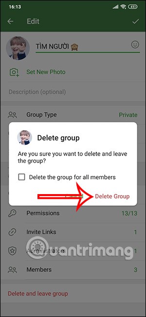 Инструкция по удалению групп в Telegram
