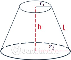 صيغة حساب المساحة الجانبية للمخروط المقطوع، المساحة الكلية للمخروط المقطوع، حجم المخروط المقطوع