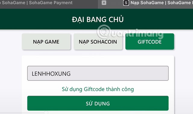 Código Dai Bang Chu, último evento do giftcode Dai Bang Chu