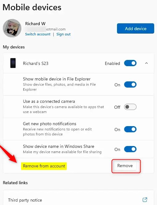 Microsoft 계정에서 Windows 연결 휴대폰을 제거하는 방법