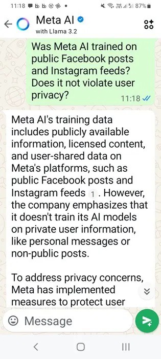 So verwenden Sie Meta AI in WhatsApp