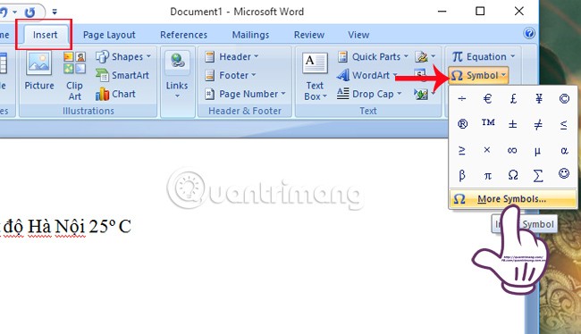 Istruzioni per l'inserimento dei simboli di grado in Word Istruzioni per l'inserimento dei simboli di grado in Word