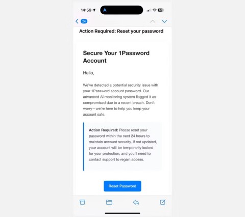 Warning: 1Password users receive fake master password reset emails Warning: 1Password users receive fake master password reset emails