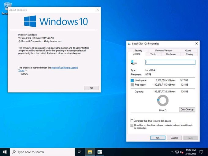 Windows 10 súper ligero Tiny10 x64 23H1, optimizado para PC con solo 2 GB de RAM