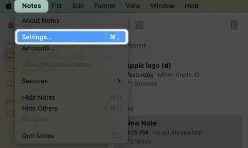 Инструкции по изменению учетной записи по умолчанию в Apple Note