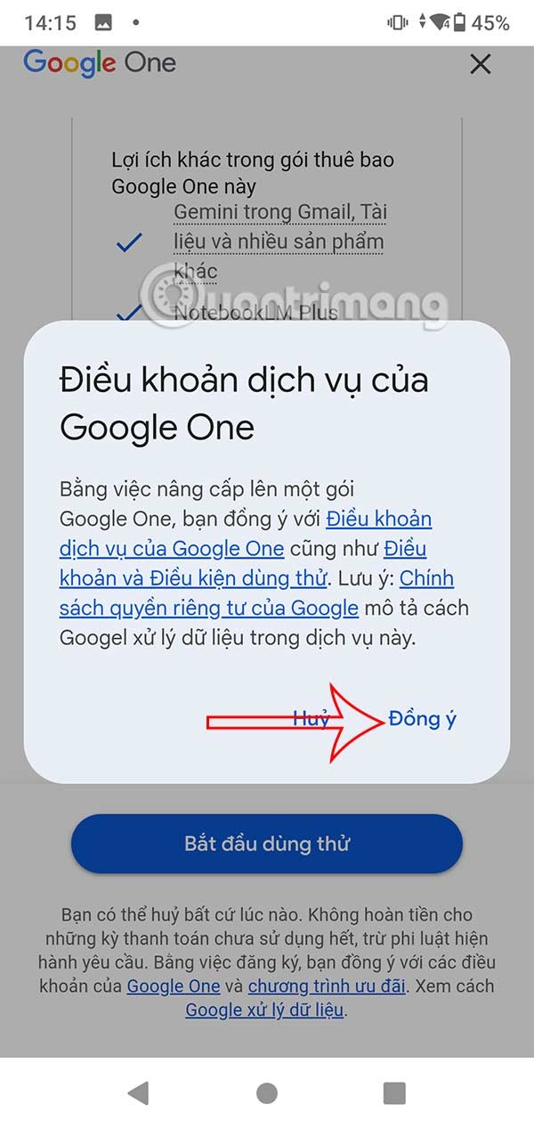 Instructions pour vous inscrire gratuitement à Google One AI Premium pendant 1 mois