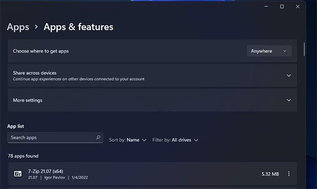9 ways to open Apps & Features tool on Windows 11