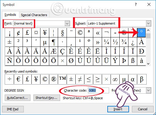 Istruzioni per l'inserimento dei simboli di grado in Word Istruzioni per l'inserimento dei simboli di grado in Word