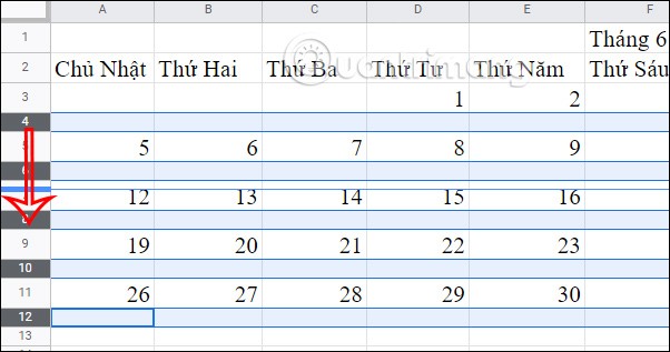 วิธีการสร้างปฏิทินใน Google Sheets