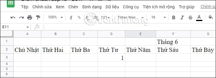 วิธีการสร้างปฏิทินใน Google Sheets