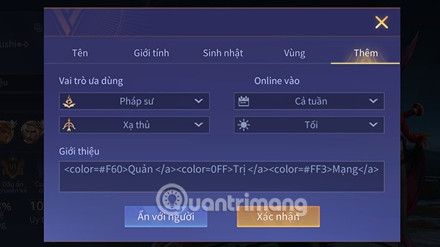 Jak pisać kolorowe litery w aplikacji Lien Quan Mobile