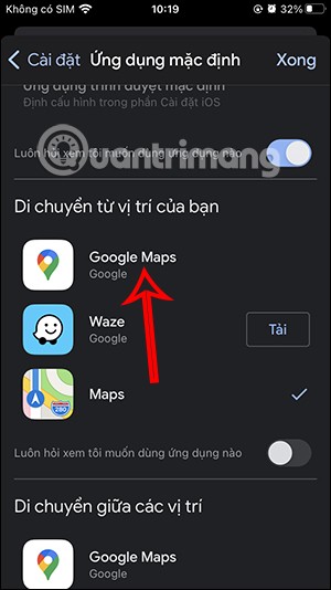 Anweisungen zum Festlegen von Google Maps als Standardkarte auf dem iPhone