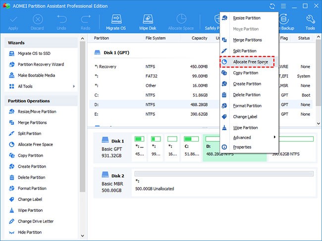 How to Transfer Free Space from One Partition to Another in Windows 10