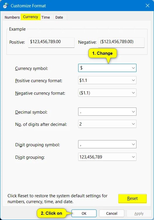 Comment changer le format de devise dans Windows 11