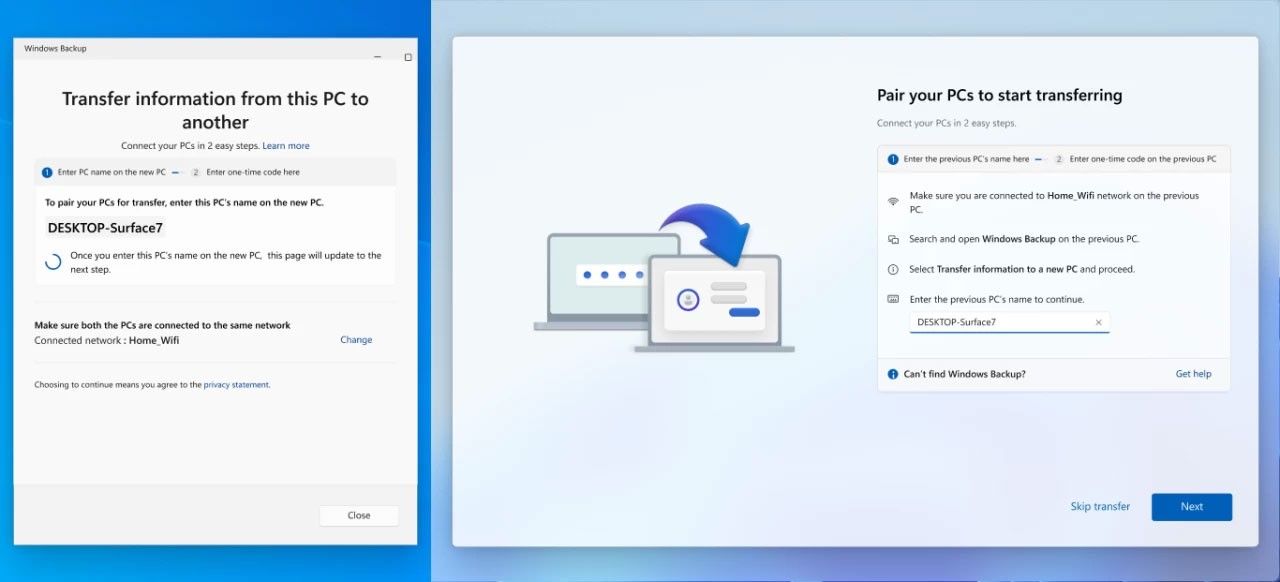 Windows 11에서는 설치 중에 이전 PC의 데이터를 전송할 수 있게 됩니다. 방법은 다음과 같습니다.