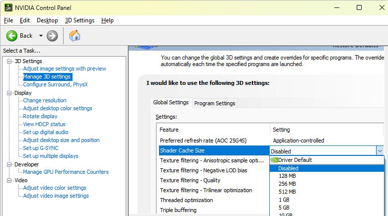 Cómo borrar la caché de sombreadores de NVIDIA en Windows